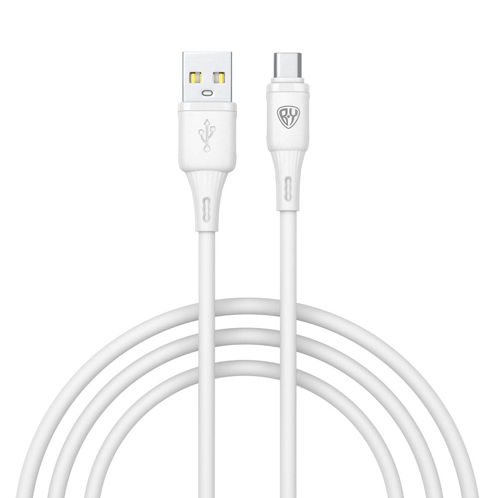 Кабель для зарядки USB(A)-Type C BY Twist, 36Вт, 1 м, 3A, гибкий силикон, белый