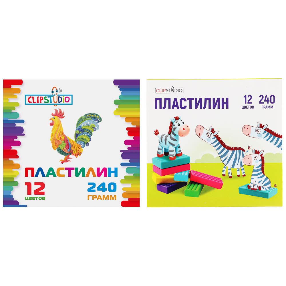 Пластилин 12цв. ClipStudio 240 грамм в выдвижном пенале