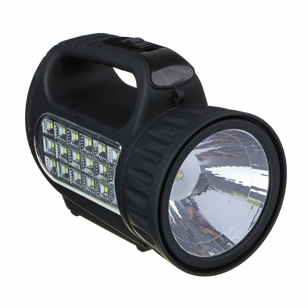 Фонарь прожектор тм ЕРМАК, аккумуляторный, 18 SMD + 1 LED, шнур 220В, резинопластик, 18x11 см