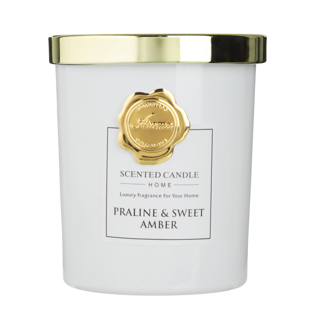 Ароматизированная свеча тм NEW GALAXY GOLDEN COLLECTION, 135 гр, Praline & Sweet Amber