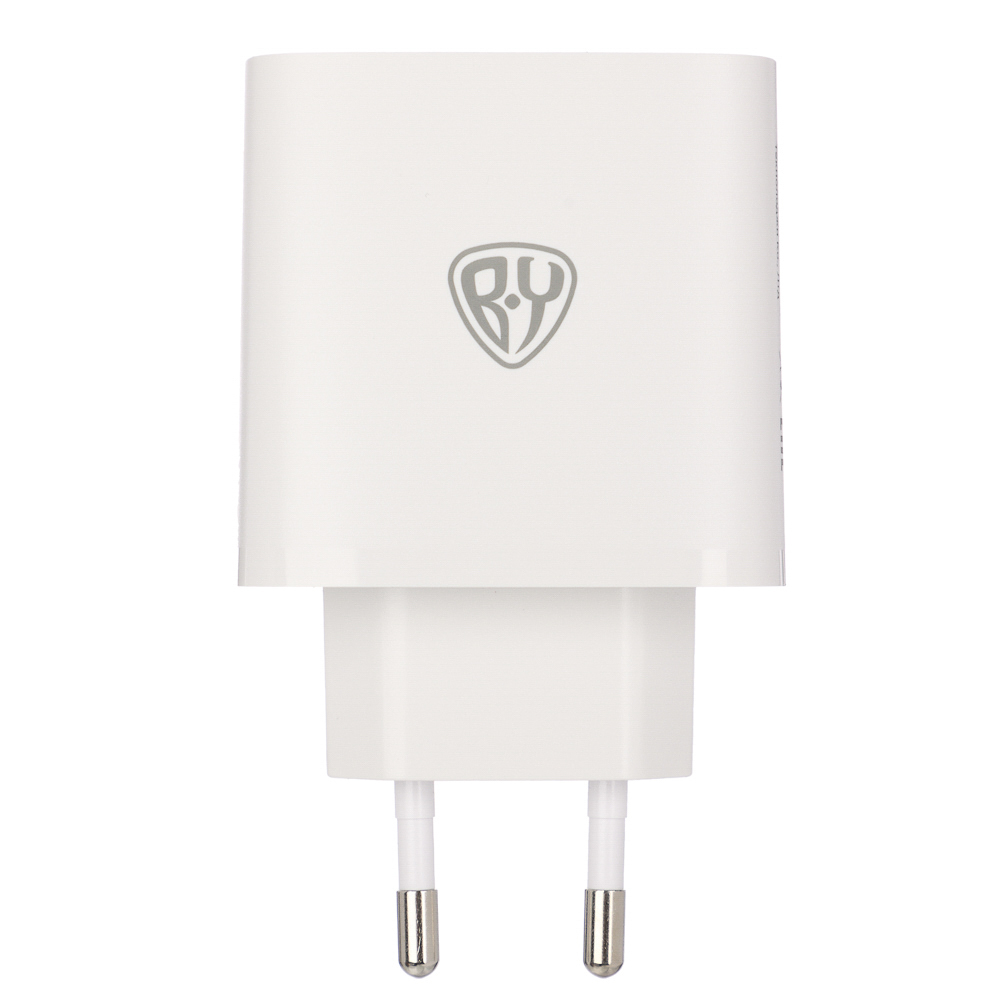 Сетевое зарядное устройство BY Smart 40Вт,2*USB-C, 1*USB-A, QC,PD,PPS,110-240В,50-60Гц,пластик,белый