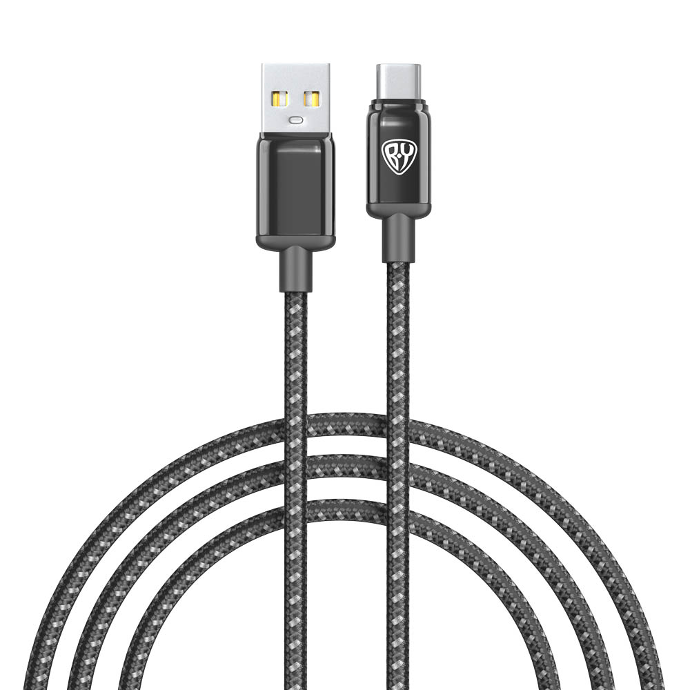 Кабель для зарядки USB(A)-Type C BY ZINC, 36Вт, 1 м, 3A, нейлон, цинк. кон.,чёрный