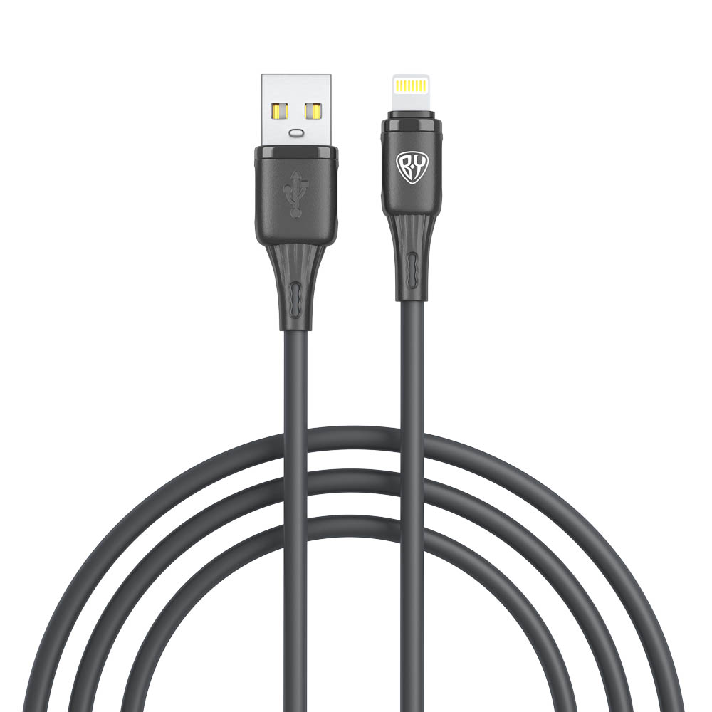 Кабель для зарядки USB(A)-iP BY Twist, 12Вт, 1 м, 2.4A, гибкий силикон, чёрный