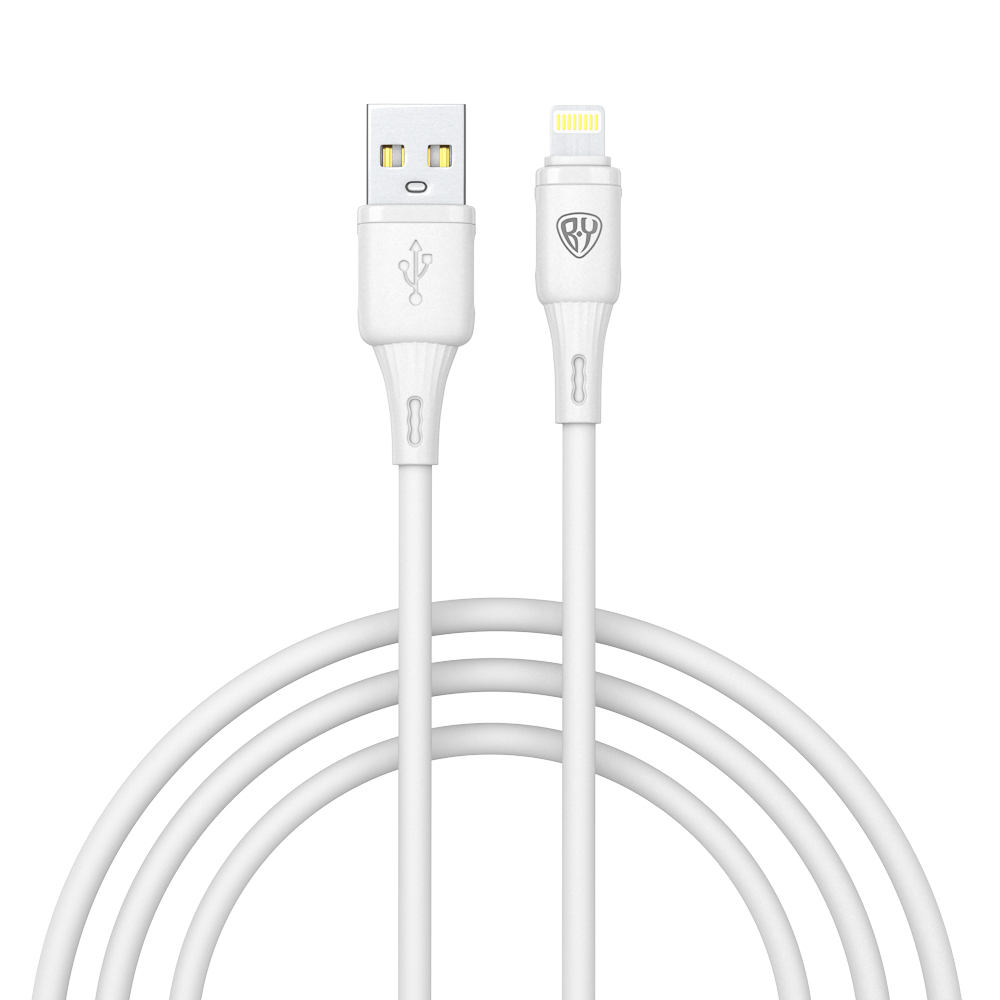 Кабель для зарядки USB(A)-iP BY Twist, 12Вт, 1 м, 2.4A, гибкий силикон, белый