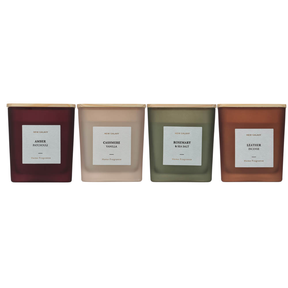 NEW GALAXY Ароматиз. свеча, 150 гр Rosemary & Sea Salt, Leather Incen., Amber Patch, Cashmere Vanill