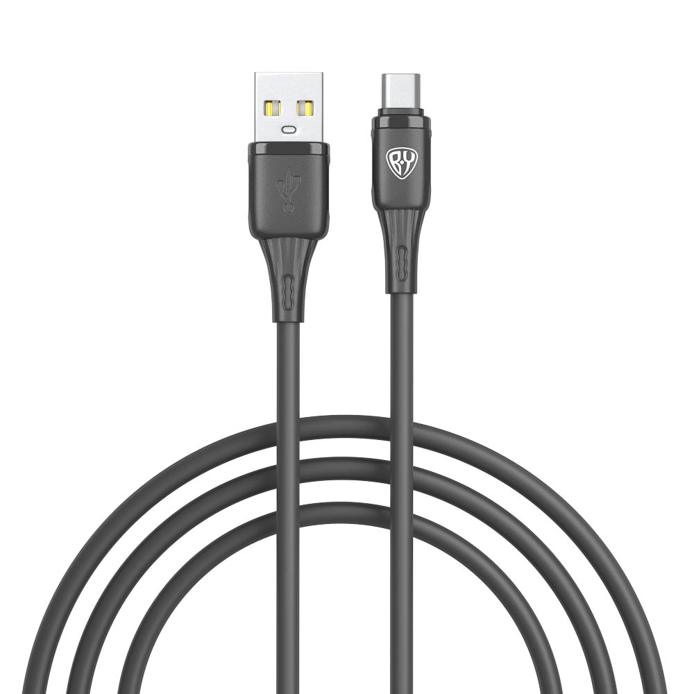Кабель для зарядки USB(A)-Type C BY Twist, 36Вт, 1 м, 3A, гибкий силикон, чёрный