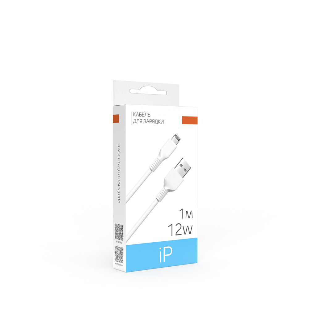 Кабель для зарядки USB(A)-iP BY Balance, 12Вт, 1 м, 2.4A, PVC, белый