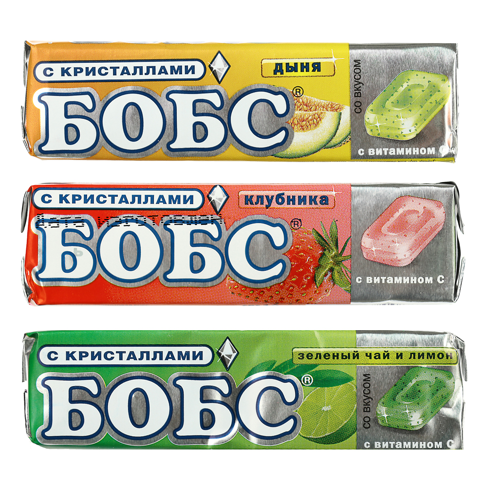 Леденцы БОБС с кристаллами, 3 вида, 35г