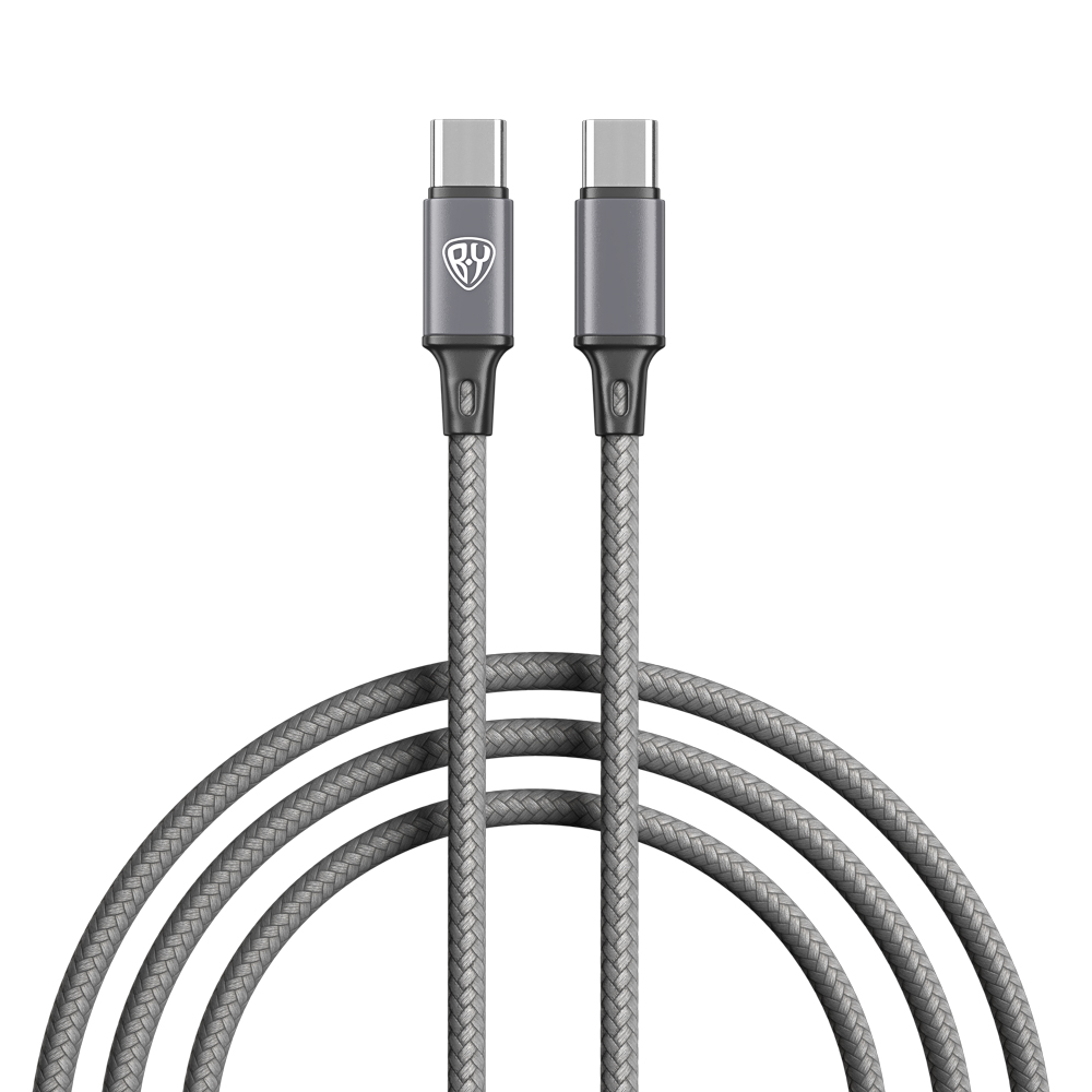 Кабель для зарядки Type C-Type C BY Solid, 60Вт, 1 м, 5A, нейлон, мет. кон., графитовый